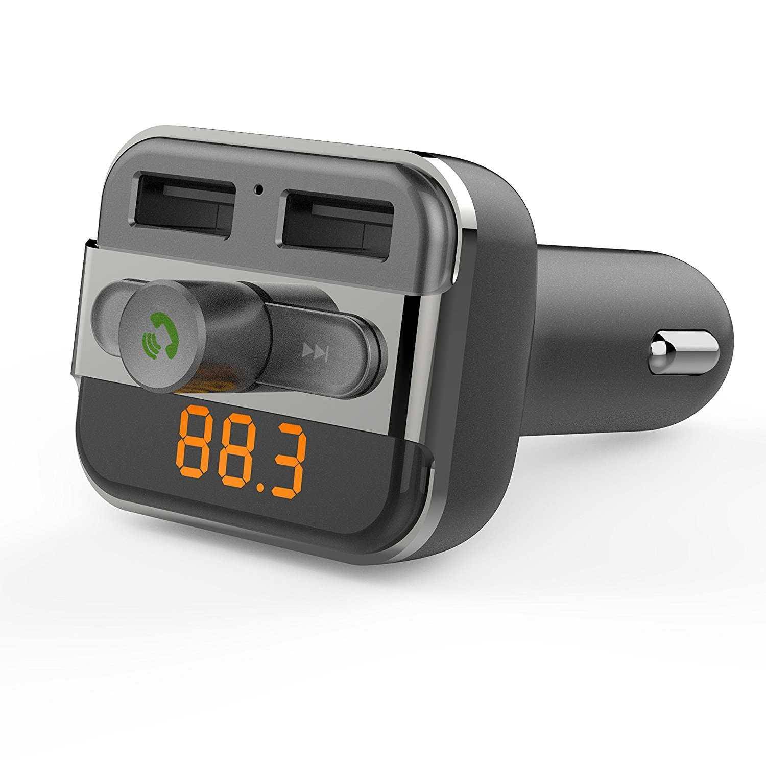 Bluetooth FM Transmitter FMBT17 Micro SD Card Slot & Microphone - Black JAZEERATALAHLAM