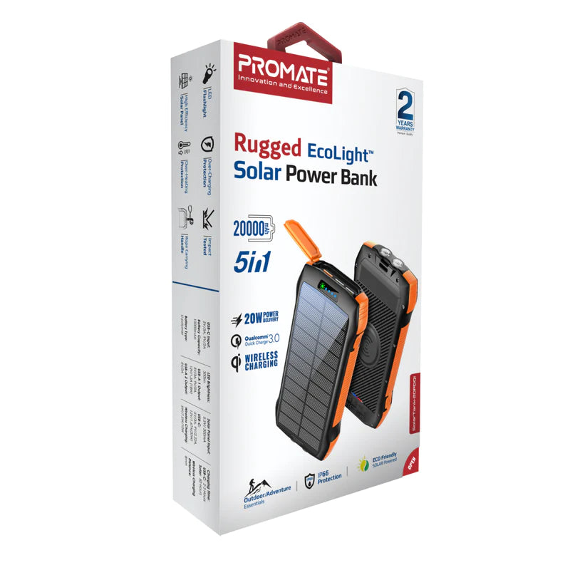 20000mAh Rugged EcoLight™ Solar Power Bank 5 in1 JAZEERATALAHLAM