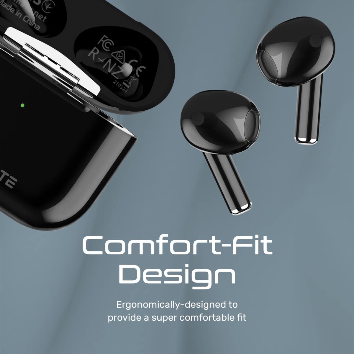 Promate True Wireless Earbuds, High Fidelity In-Ear Bluetooth v5.0 Earphones with Built-in Mic, 25H Playback Time, Touch Controls, Auto Pairing and Wireless Charging Case, FreePods-2 Black JAZEERATALAHLAM