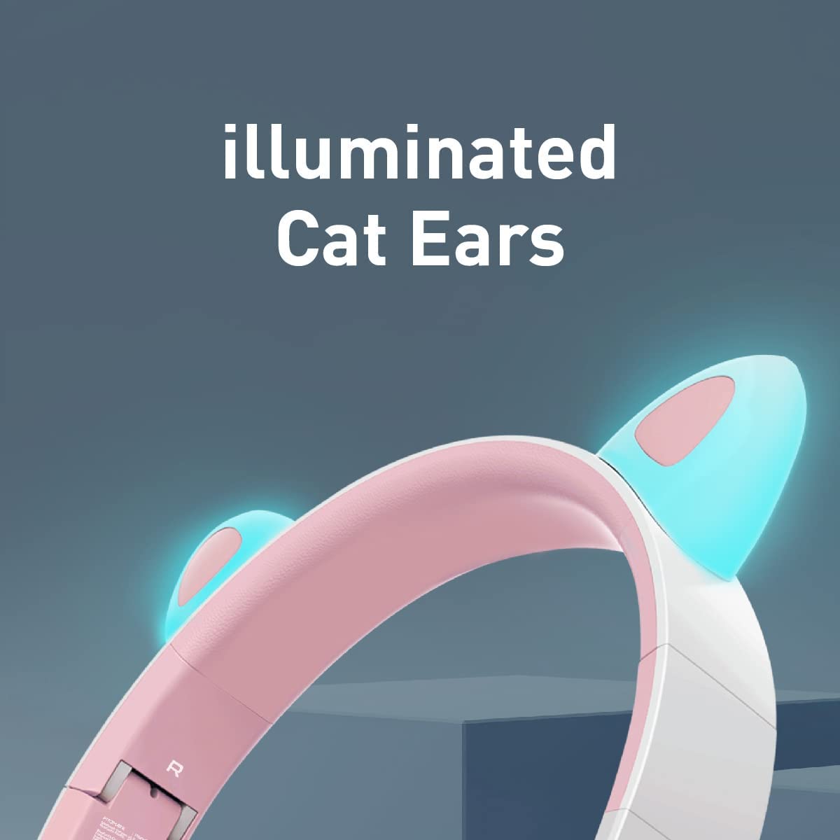 Promate Kids Wireless Bluetooth Headphones, Kawaii Style Wired/Wireless Foldable Headphones with Attached LED Cat Ears, 93Db Safe Volume Limit, Mic, AUX, TF Card Slot and 40H Playtime, Panda , BUBBLEGUM JAZEERATALAHLAM