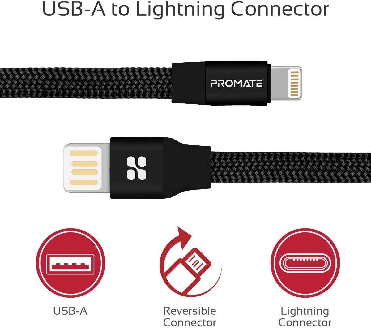 Promate Auto-Rolling Lightning Cable, Durable Aluminium Alloy Auto-Rolling Reversible USB-A to Lighting Cable with 2A Fast Charge and Sync 1.2m Cord for All Apple Lightning Devices, Coiline-i (Gold) JAZEERATALAHLAM