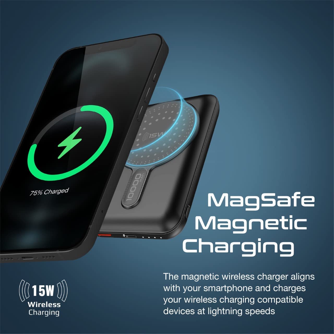 Promate Magnetic Wireless Power Bank, 10000mAh 15W Qi Wireless Mag-Safe Battery Pack with 20W USB-C Power Delivery Port, 18W QC 3.0 Port and Foldable Stand for iPhone 13, iPad Air PowerMag-10Pro Black JAZEERATALAHLAM