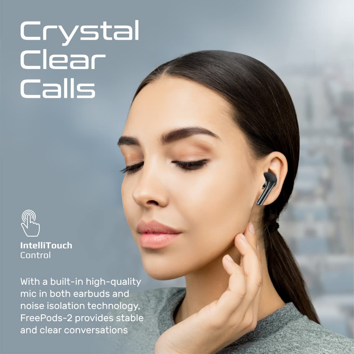 Promate True Wireless Earbuds, High Fidelity In-Ear Bluetooth v5.0 Earphones with Built-in Mic, 25H Playback Time, Touch Controls, Auto Pairing and Wireless Charging Case, FreePods-2 Black JAZEERATALAHLAM