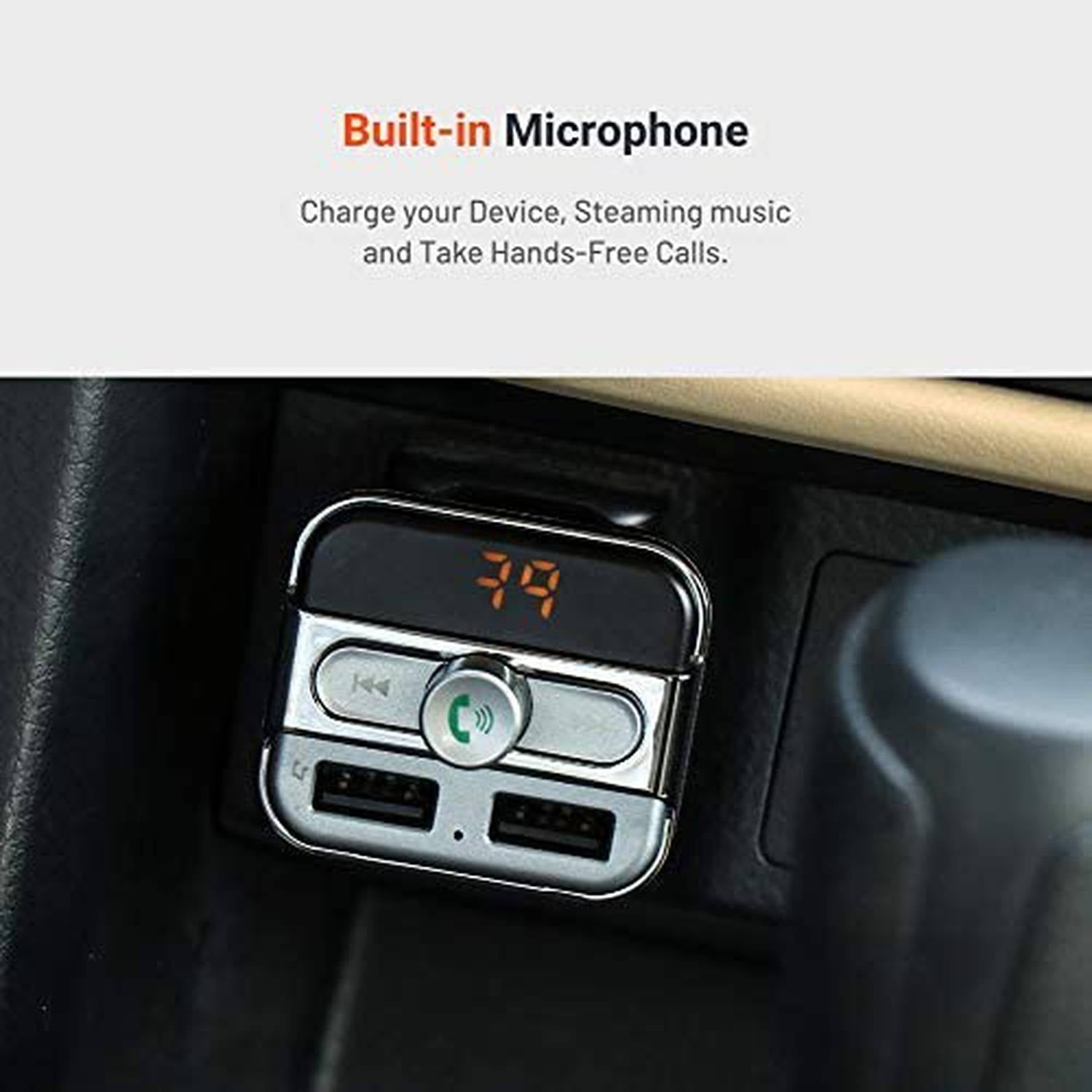 Bluetooth FM Transmitter FMBT17 Micro SD Card Slot & Microphone - Black JAZEERATALAHLAM