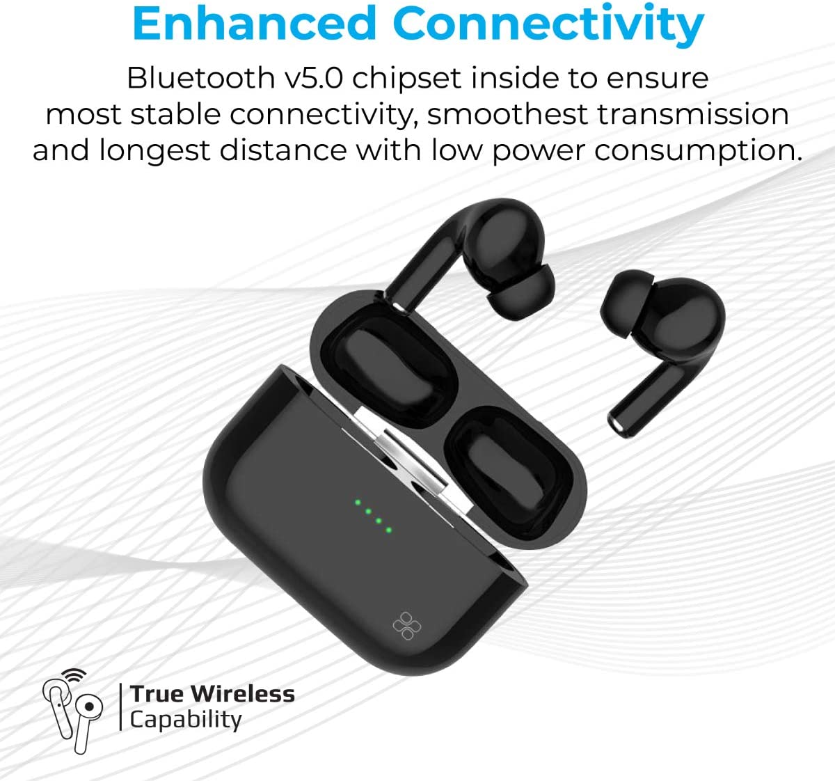 Promate True Wireless Earbuds, Advanced Bluetooth 5.0 Ergonomic Headphones with Mic, 16-Hour Playtime, 240mah SmartTouch Control For iPhone 12 Pro/12 Pro Max HARMONI.BLACK Standard JAZEERATALAHLAM