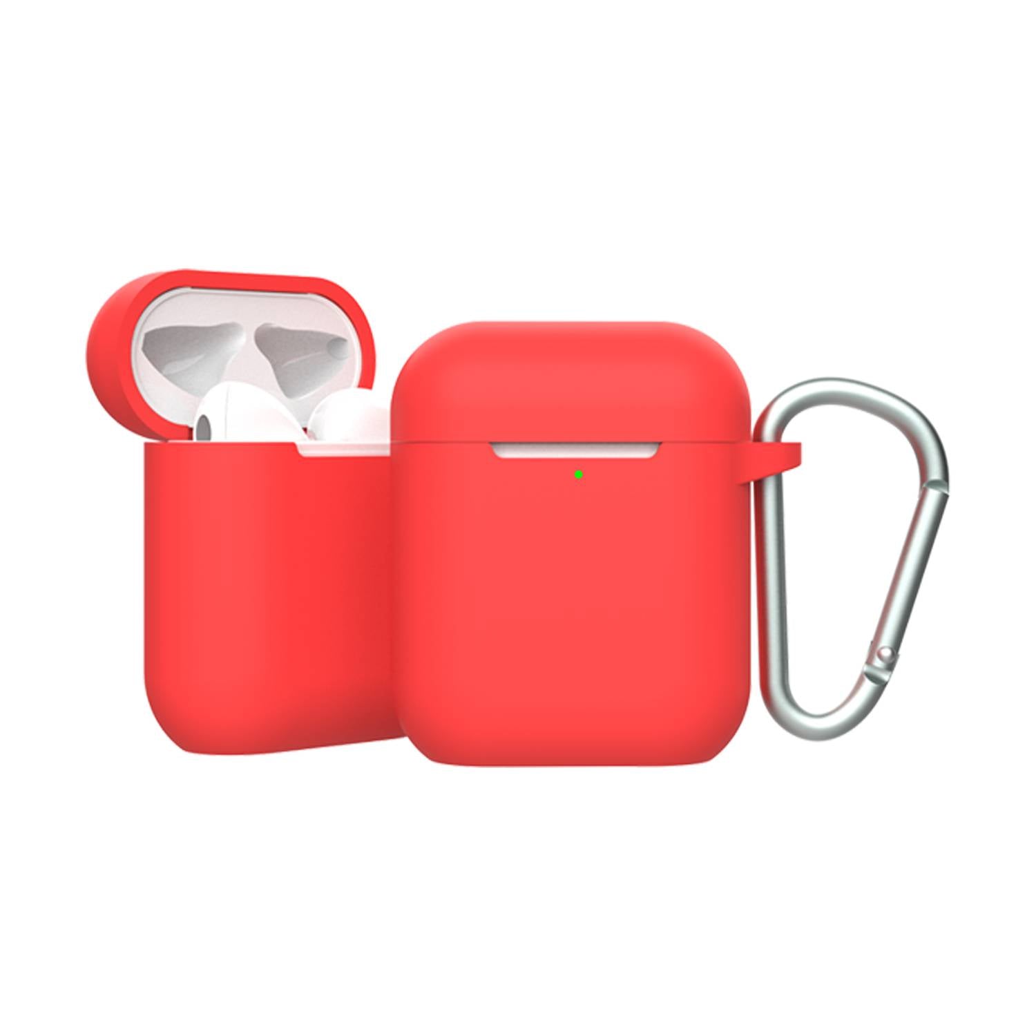 Green Lion Berlin Series Silicone Case with Anti-Lost Ring, Scratch Resistant, Shock Absorption & Drop Protection Cover Compatible for AirPods 1/2 - Red JAZEERATALAHLAM