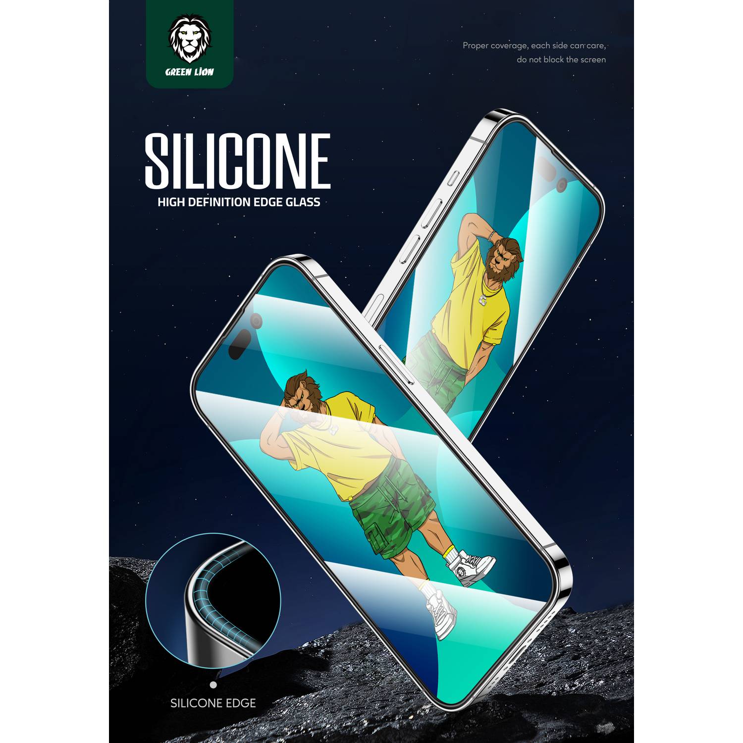 Green 3D Silicone HD Glass Screen Protector Compatible with iPhone 14 Pro - Clear JAZEERATALAHLAM