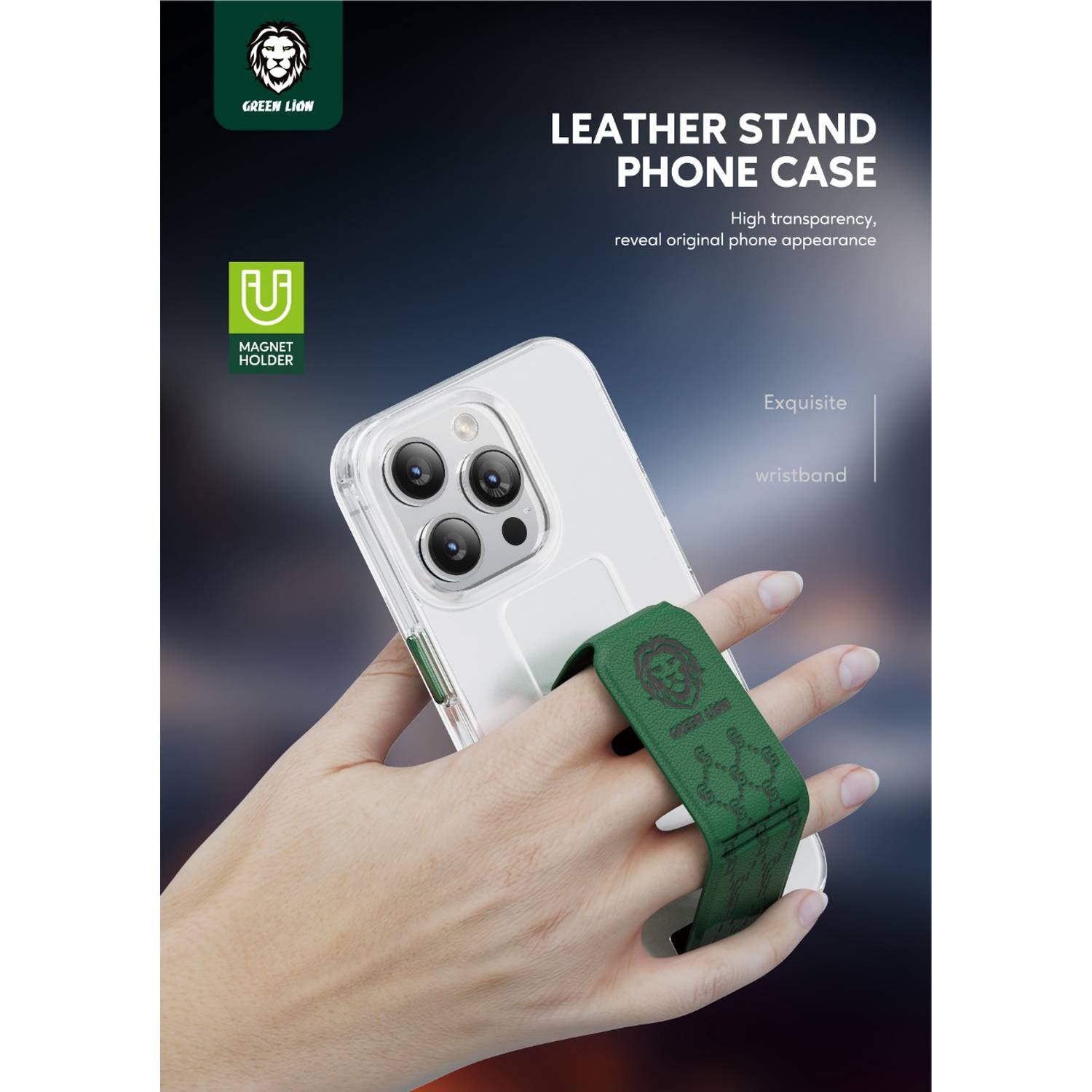 Green Lion Series 9 Clear Case Compatible with iPhone 14 Pro Max - Green JAZEERATALAHLAM