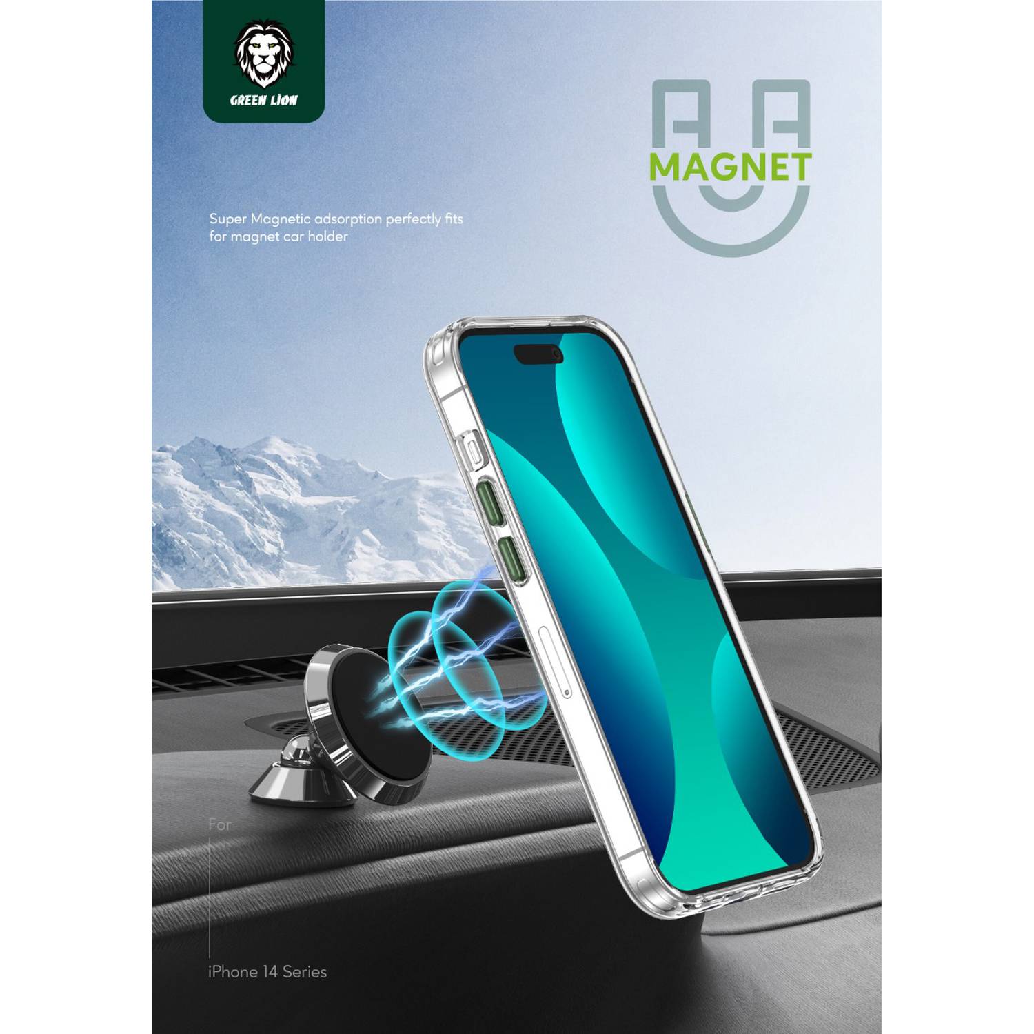 Green Lion Series 9 Clear Case Compatible with iPhone 14 Pro Max - Green JAZEERATALAHLAM