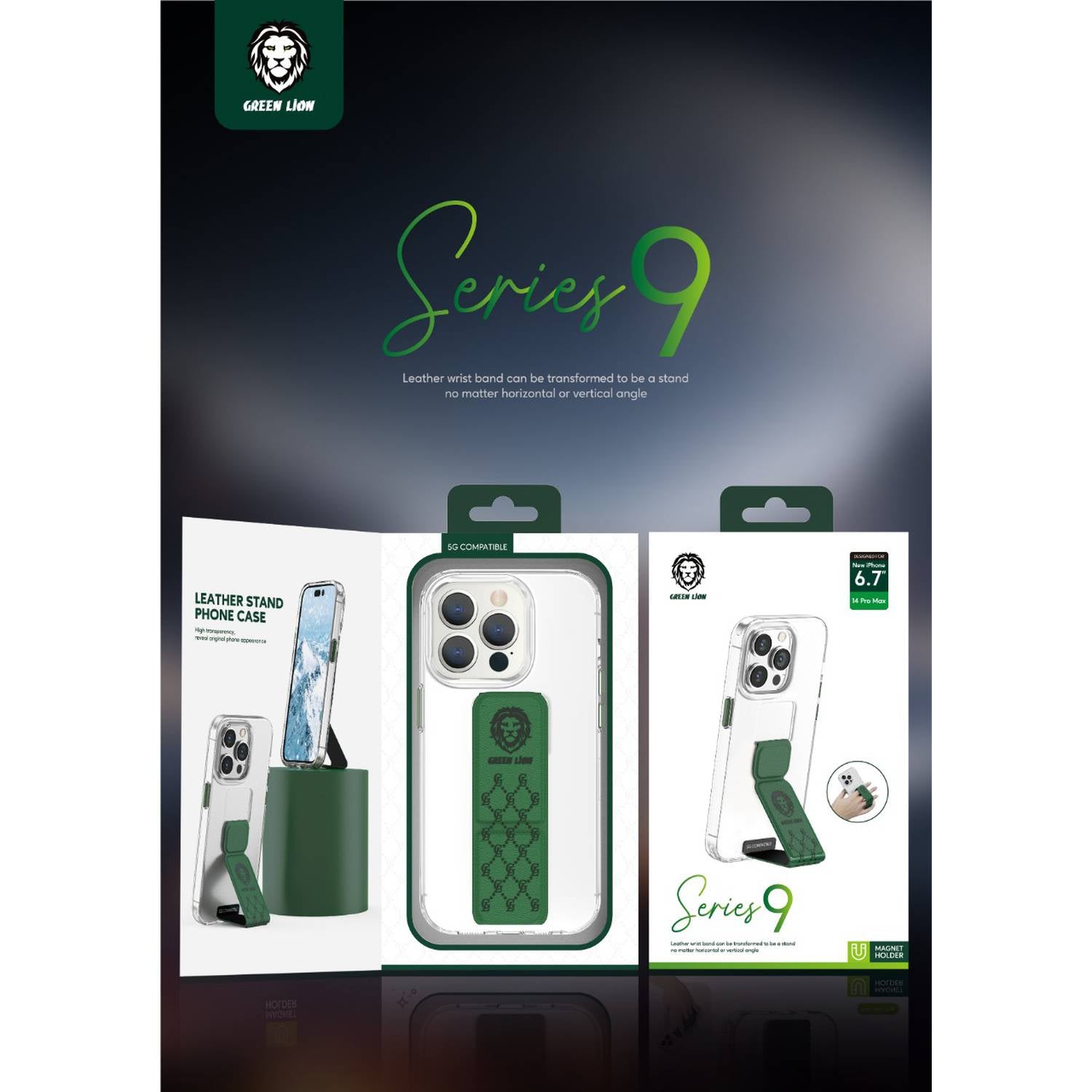 Green Lion Series 9 Clear Case Compatible with iPhone 14 Pro Max - Green JAZEERATALAHLAM