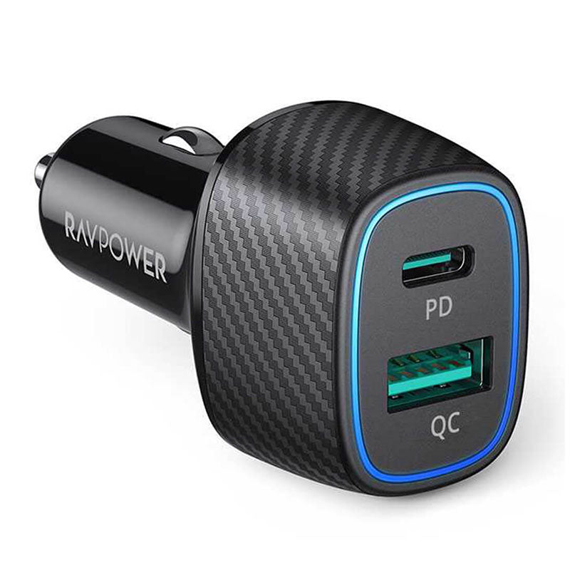 RAVPower PD Pioneer 48W 2-Port USB Car Charger  – Black JAZEERATALAHLAM