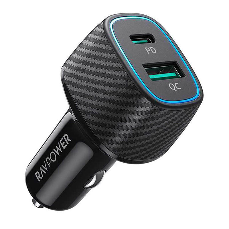 RAVPower PD Pioneer 48W 2-Port USB Car Charger  – Black JAZEERATALAHLAM