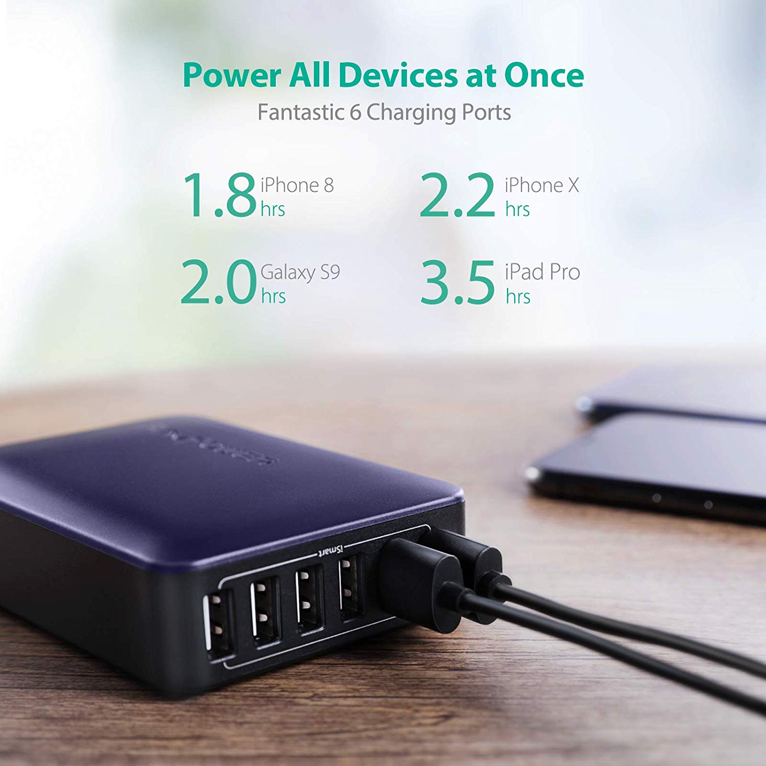 RAVpower 60W 6-Port Desktop Charger JAZEERATALAHLAM